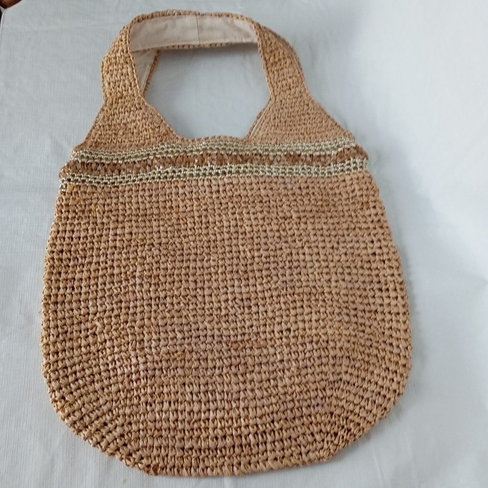 REVOLVE Florabella Caledonia Tote in Almond & Silver Raffia Suede Trim OS - Picture 5 of 9